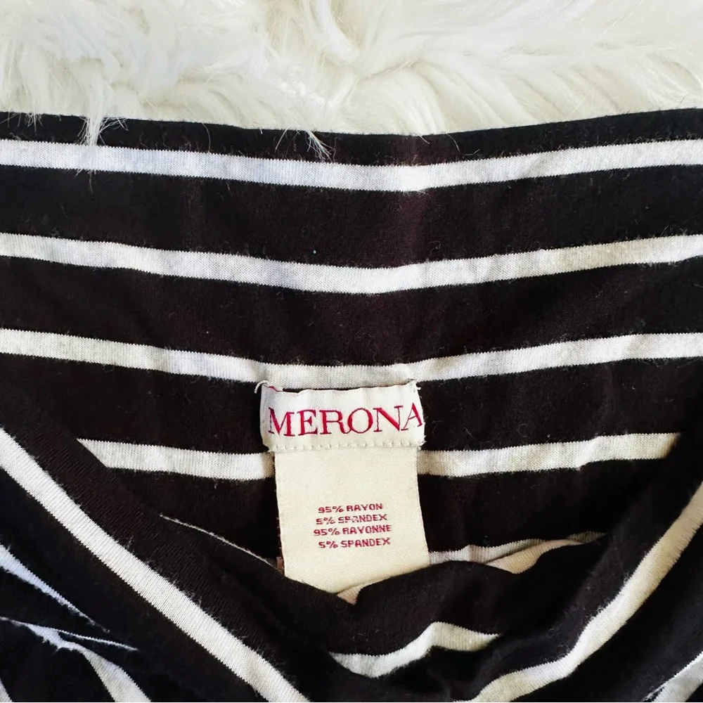 Merona Y2K Black And White Striped Pull-On Chevron Maxi Skirt, Small